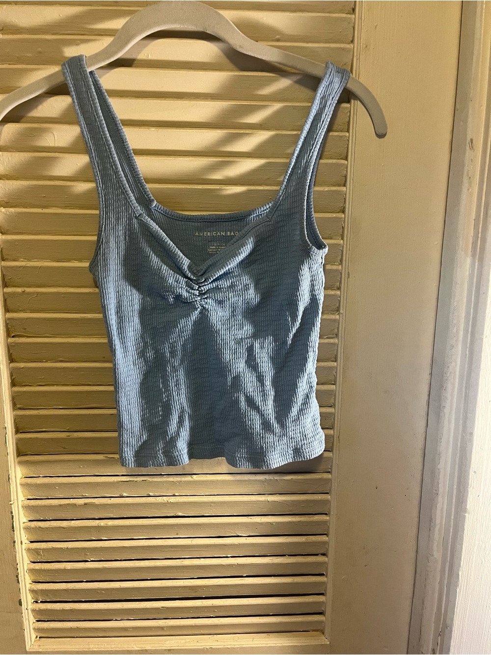 American Eagle Outfitters Light Blue Ribbed Twist-Front Cami